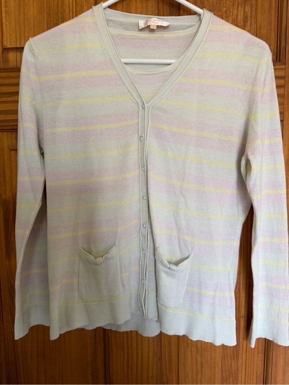 La Joie Pastel Striped V-Neck Cardigan With Tank Set